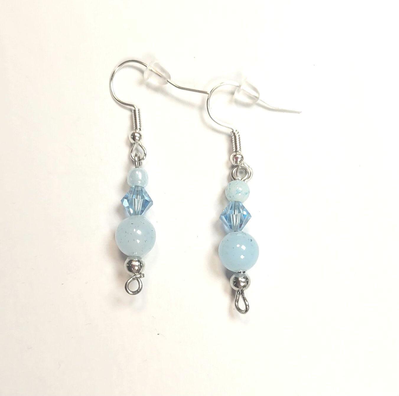 Glass bead hook drop pierced earrings