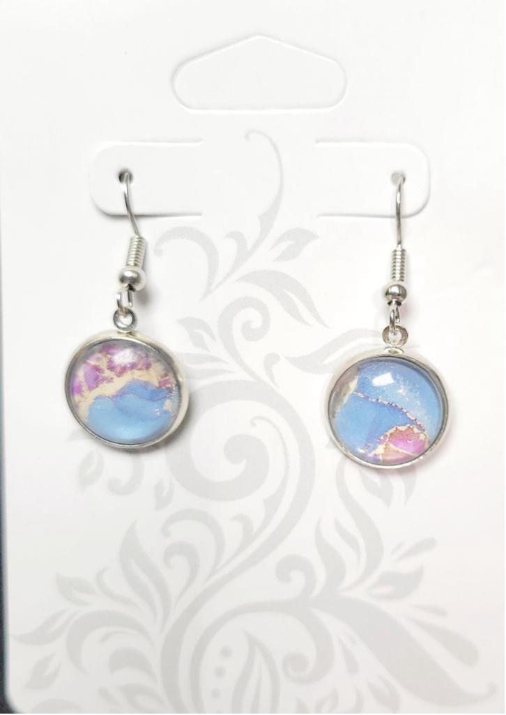 Artisan marbled dangle drop earrings
