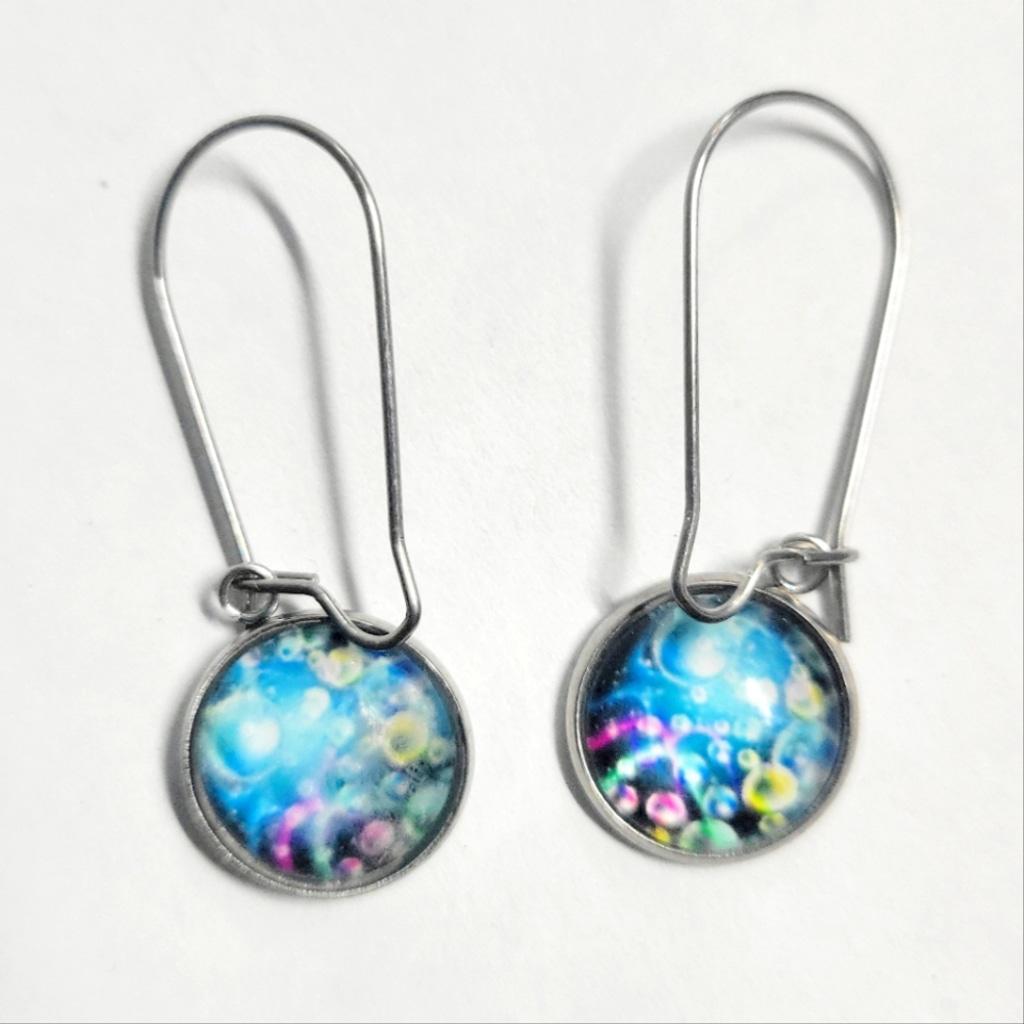 Artisan made abstract bubble latch back dangle earrings