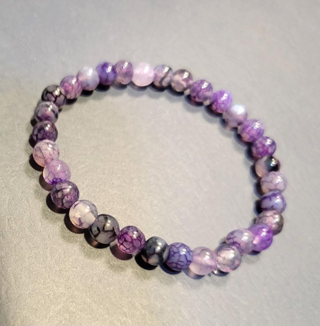 Natural crystal purple dragon vein agate dainty bracelet