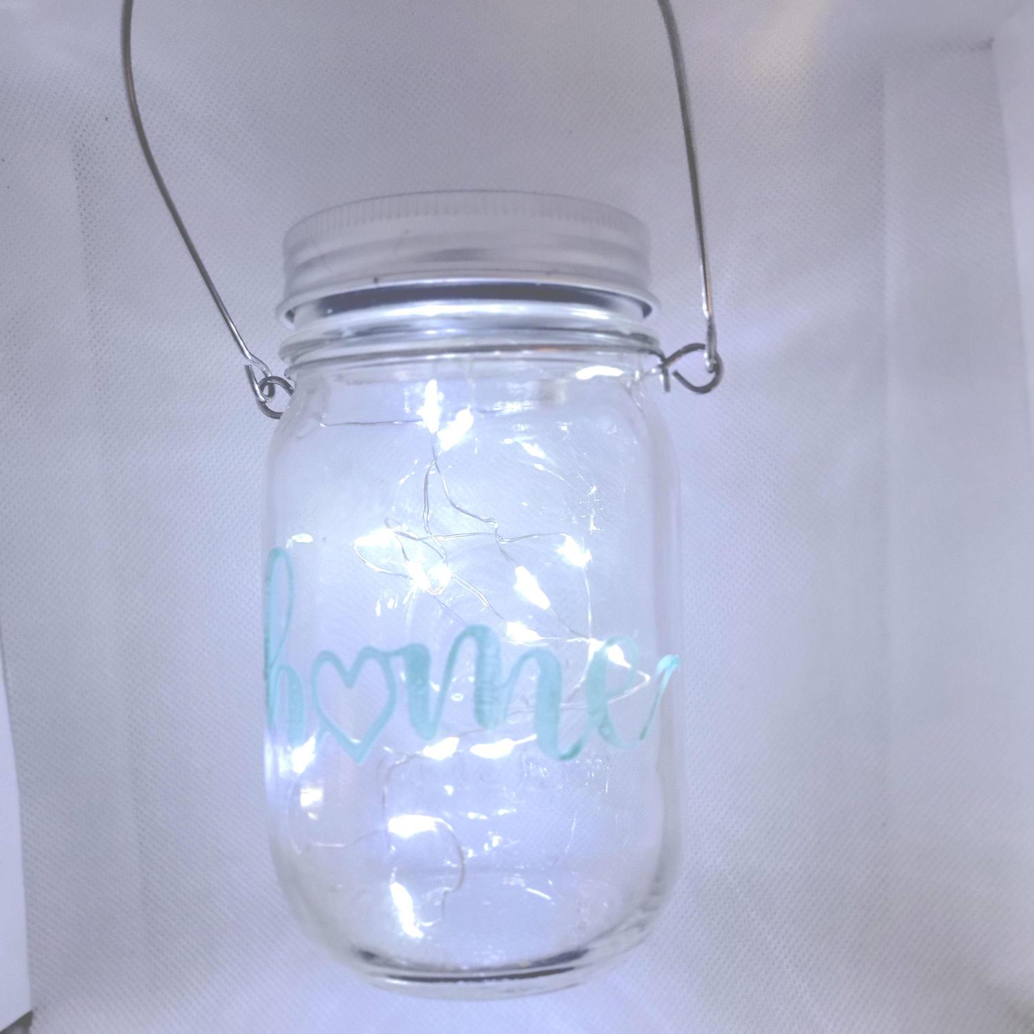 HOME mason jar with solar led fairy lights
