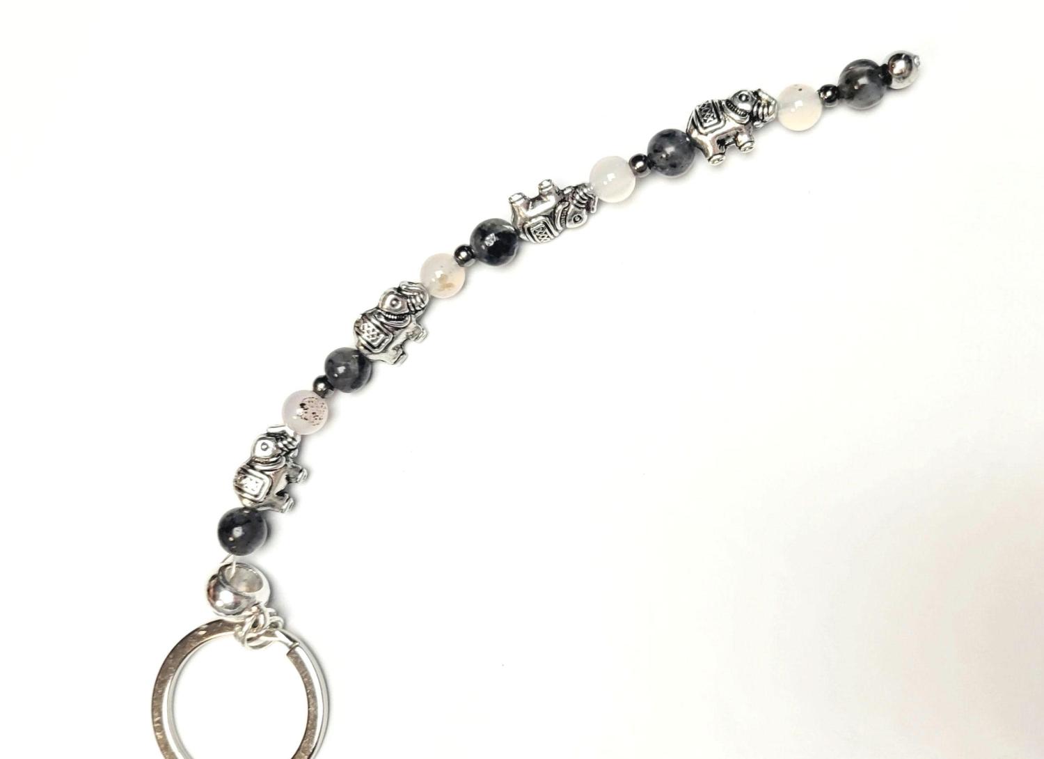 Handmade beaded elephant keychain