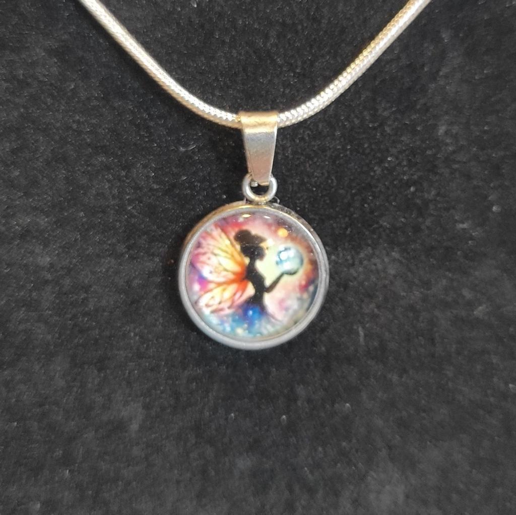 Hand crafted Fairy pendant necklace on 925 Sterling Silver chain