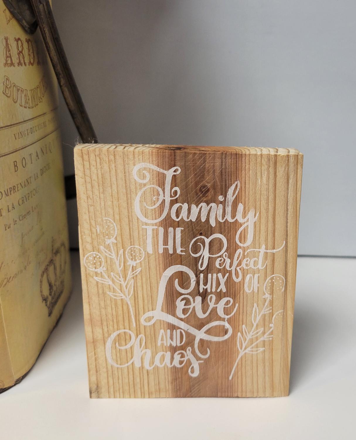 Rustic Cedar Family Sign: Love and Chaos Farmhouse Decor
