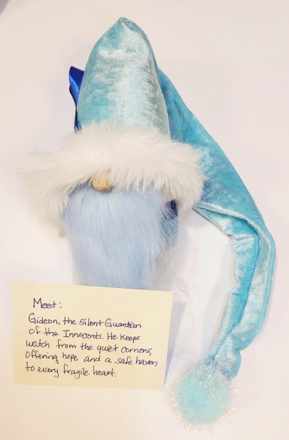 Child Abuse Awareness Gonk Gnome | Blue Ribbon Support Figure | Silent Guardian Decorative Figurine- Handmade Gift - Shelf Sitter