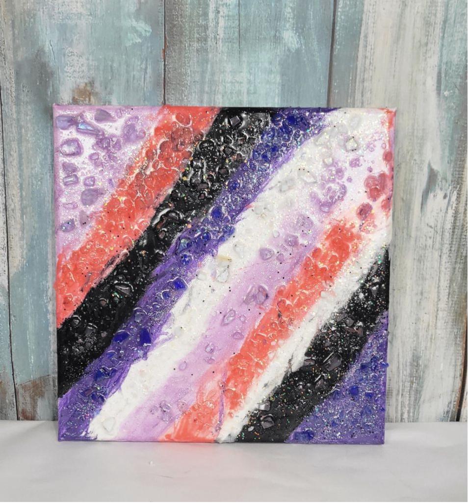 8x8 Canvas resin geode painting hand crafted