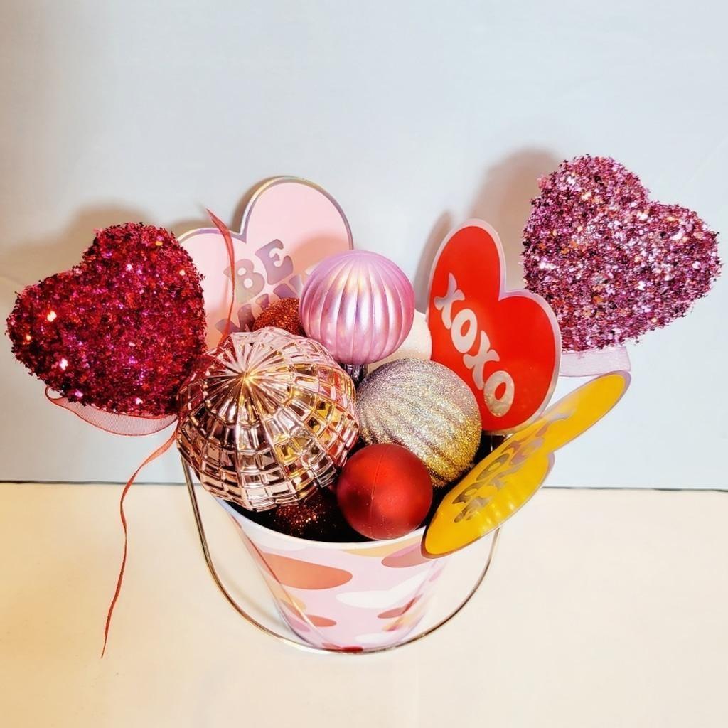 Hand crafted Bucket of Love Valentine's Day table art decor