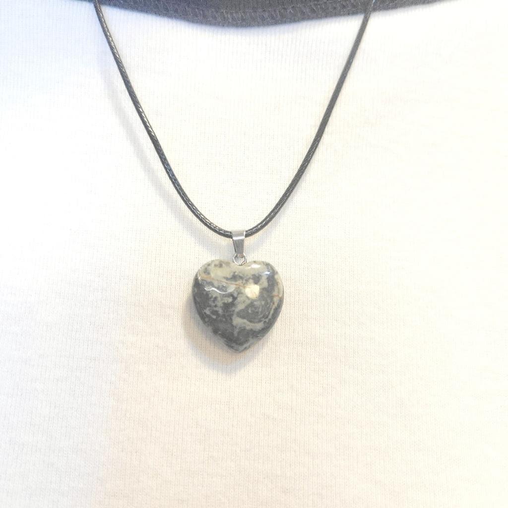 Natural Brown Jasper Crystal Heart-Shaped Pendant Necklace