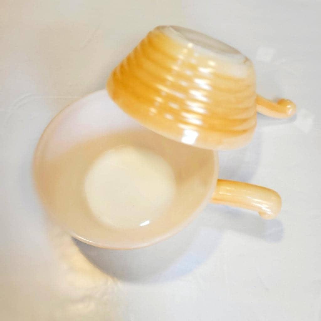 Vintage 1950's Fire King Peach Luster Ovenware Soup Bowls